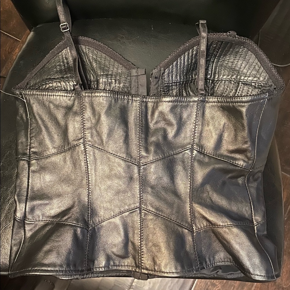 Ideology black leather vintage boudoir punk corset Small